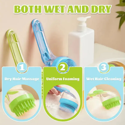 Silicone Pet Shampoo Brush with Soap Dispenser Dog and Cat Bath Brush Gentle Massage Scrubber Grooming Tool for Short and Long Fur Refillable Pet Washing Cleaning Accessory for Home Grooming