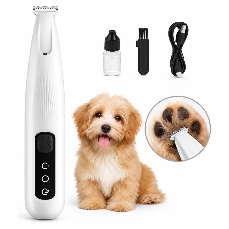 LUMORYNE Pet Paw Trimmer for Dogs & Cats, 18Mm Ceramic Blade with LED Light, Low-Noise USB-C Rechargeable Clippers for Paw Hair & Detail Grooming