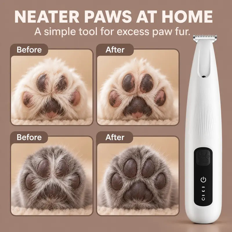 LUMORYNE Pet Paw Trimmer for Dogs & Cats, 18Mm Ceramic Blade with LED Light, Low-Noise USB-C Rechargeable Clippers for Paw Hair & Detail Grooming