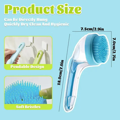 Silicone Pet Shampoo Brush with Soap Dispenser Dog and Cat Bath Brush Gentle Massage Scrubber Grooming Tool for Short and Long Fur Refillable Pet Washing Cleaning Accessory for Home Grooming