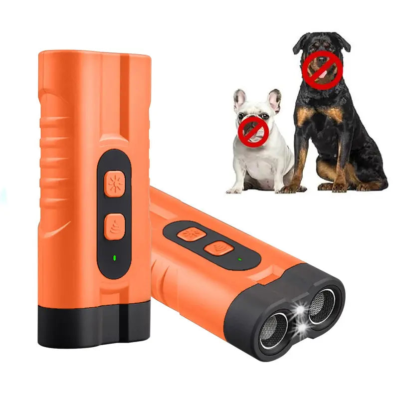 Ultrasonic Dog Bark Deterrent Rechargeable anti Barking Device 30Ft Range LED Flashlight Portable Training Tool Safe No Shock for Small Medium Large Dogs