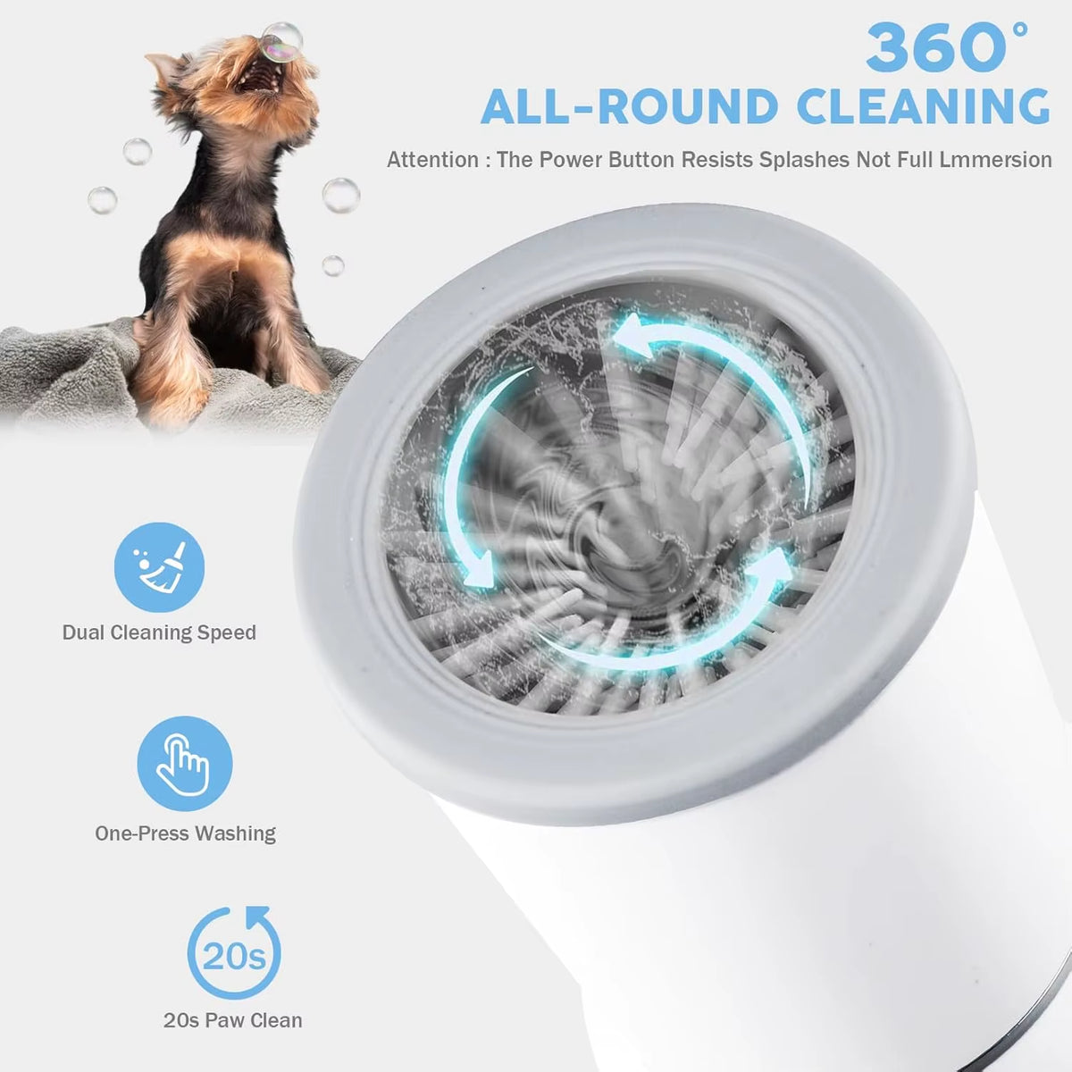 Pet Paw Cleaner 360° Full-Circle Automatic Pet Paw Cleaner Silicone Brush Head USB Rechargeable Pet Paw Cleaner Dogs Accessories