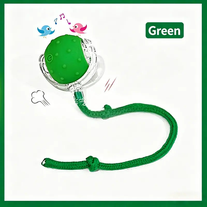 Interactive Usb-Rechargeable Smart Rolling String Cat Toy Ball - Light-Up, Quiet Adjustable Mode, Bite-Wear Resistant, Shatterproof, Non-Toxic, Replaceable Wavy-Texture Shell, 8-Color Indoor Kitten Hunting Toy with Bird Sound Automatic Moving
