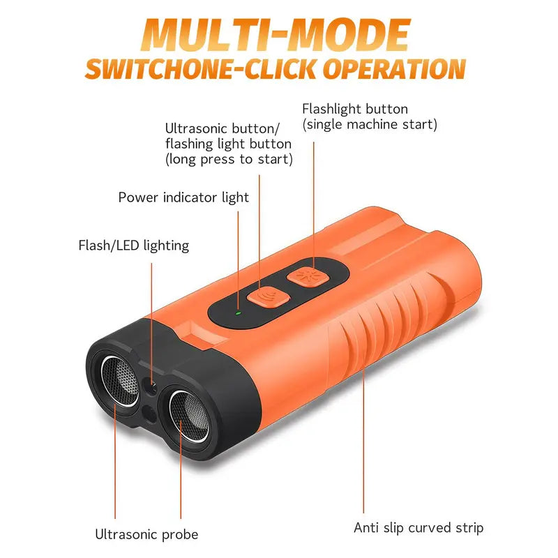 Ultrasonic Dog Bark Deterrent Rechargeable anti Barking Device 30Ft Range LED Flashlight Portable Training Tool Safe No Shock for Small Medium Large Dogs