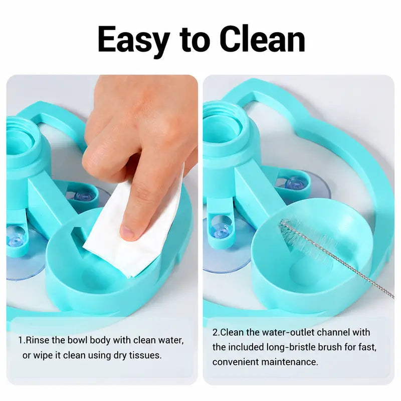 Automatic Gravity-Fed Pet Water Fountain - Compact Shape, 30Mm Bottle Opening Fit, Continuous Fresh Water Flow, Blue for Small-Medium Dogs and Cats