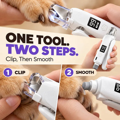 LUMORYNE 2-In-1 Pet Nail Clipper & Grinder for Dogs & Cats, LED Light, Digital Display, USB-C Rechargeable Nail Care Tool