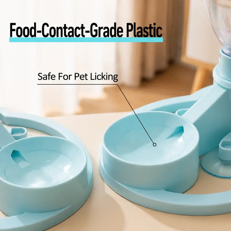 Automatic Gravity-Fed Pet Water Fountain - Compact Shape, 30Mm Bottle Opening Fit, Continuous Fresh Water Flow, Blue for Small-Medium Dogs and Cats