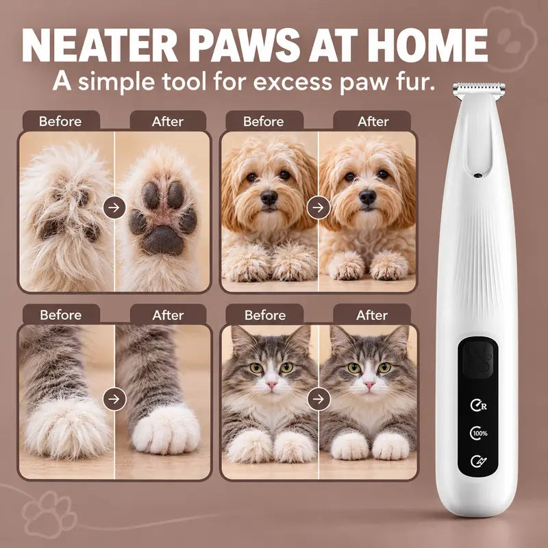 LUMORYNE Pet Paw Trimmer for Dogs & Cats, 18Mm Ceramic Blade with LED Light, Low-Noise USB-C Rechargeable Clippers for Paw Hair & Detail Grooming