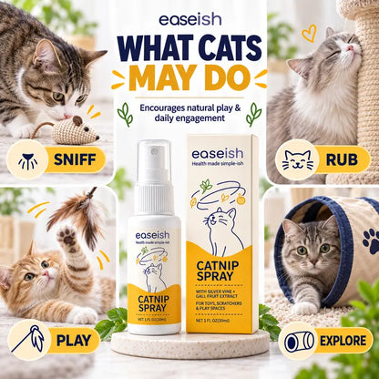 Easeish 30Ml Catnip Spray Bottle with Silver Vine & Gall Fruit Extracts, Cat Attractant for Toys, Scratchers