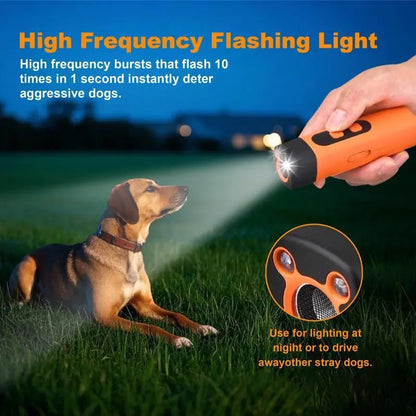Ultrasonic Dog Bark Deterrent Rechargeable anti Barking Device 30Ft Range LED Flashlight Portable Training Tool Safe No Shock for Small Medium Large Dogs