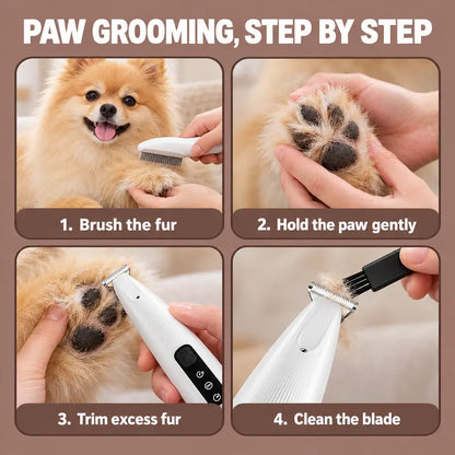 LUMORYNE Pet Paw Trimmer for Dogs & Cats, 18Mm Ceramic Blade with LED Light, Low-Noise USB-C Rechargeable Clippers for Paw Hair & Detail Grooming